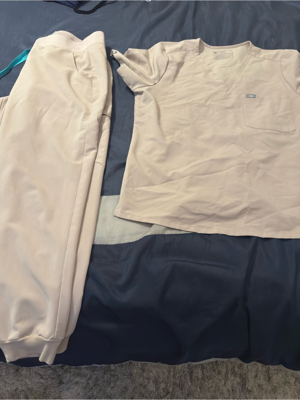 Figs Technical Collection Scrub Top in Light Beige
